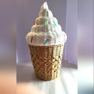 Giant Ice Cream Cone Wicker Storage Basket/ Accent